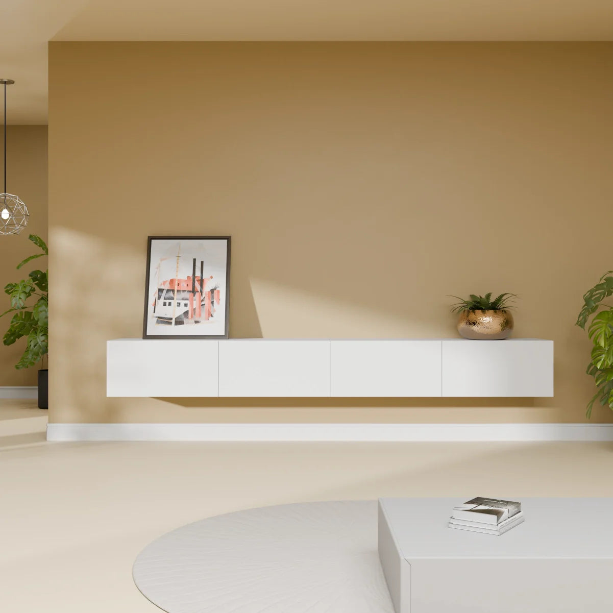 Mora Mobile TV | Sospeso o a terra | 240 cm Bianco