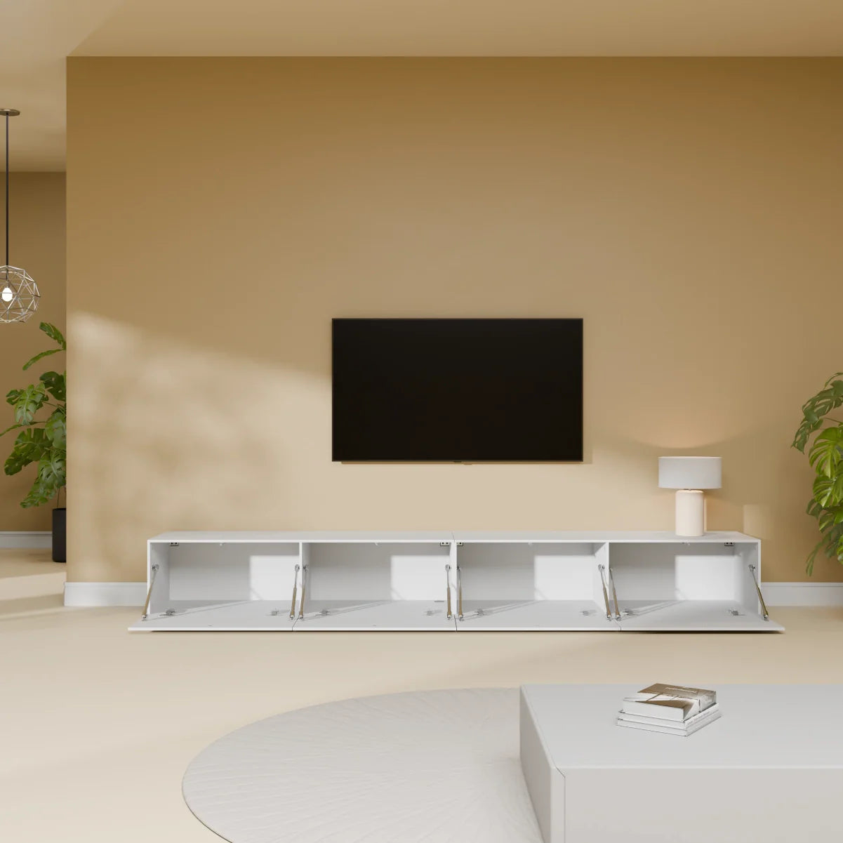 Mora Mobile TV | Sospeso o a terra | 240 cm Bianco